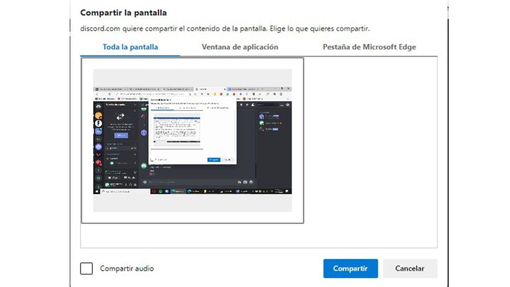 como compartir pantalla en discord