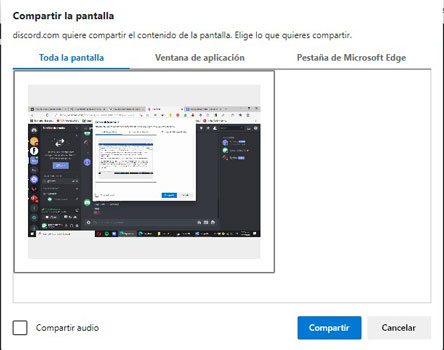compartir pantalla en discord
