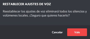 reestablecer ajustes de voz