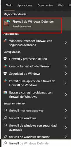 Firewall de Window Defender