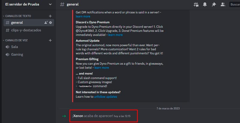 Xenon Bot se añadió con éxito a discord